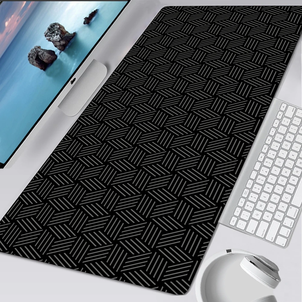 Gaming Accessories For Your Desk - Laptop Zwarte Muismat Eenvoudige Hexagon Deskmat