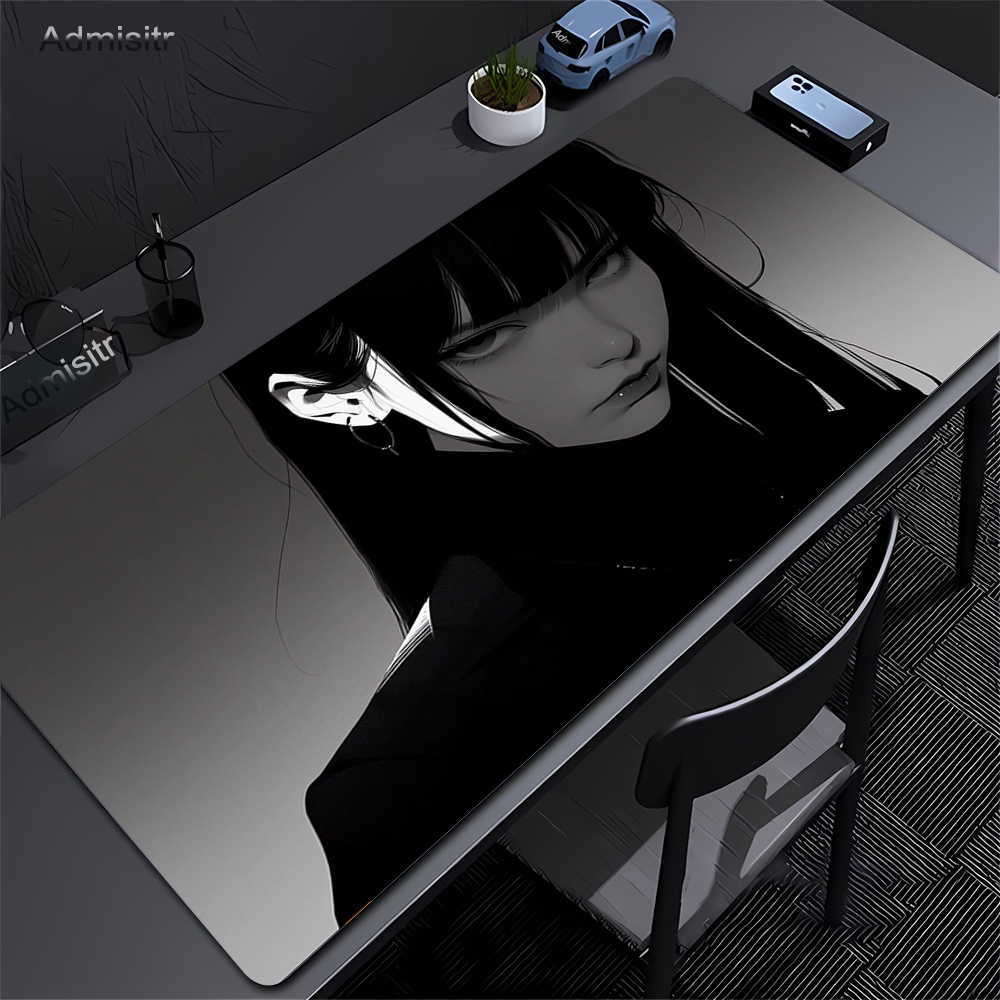 Gaming Accessories For Your Desk - Zwart Anime Dark Girl Tafelmat Grote
