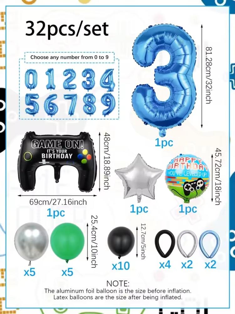 32-delige game-thema verjaarda - Gaming Accessories Room recensie en prijs